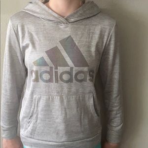 Light weight gray Adidas hoodie  iridescent logo